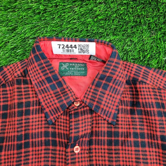 Vintage 80s Plaid Button Shirt Medium 21x29 Red - Picture 11 of 13